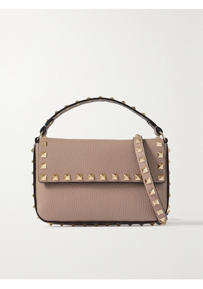 Valentino Garavani - Rockstud Textured-leather Shoulder Bag - Neutrals - One size
