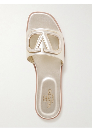 Valentino Garavani - Vlogo Cutout Metallic Leather Slides - Gold - IT35,IT35.5,IT36,IT36.5,IT37,IT37.5,IT38,IT38.5,IT39,IT39.5,IT40,IT40.5,IT41,IT41.5,IT42