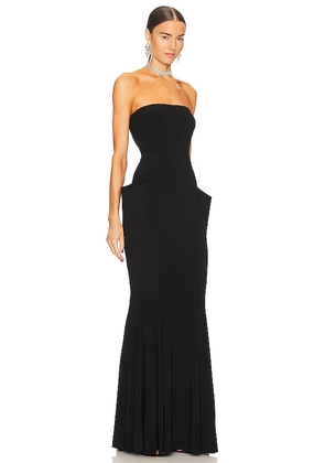 Norma Kamali Strapless Wing Fishtail Gown in Black. Size M. Also in S, XS, XXS.
