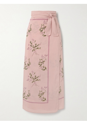 Agua by Agua Bendita - Lavanda Wisteria Floral-print Cotton And Silk-blend Voile Pareo - Pink - Beachwear One Size