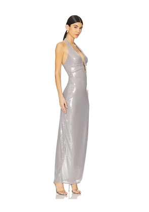 MISHA Alusia Sequin Gown in Grey. Size XL. Also in L, M, S, XS.