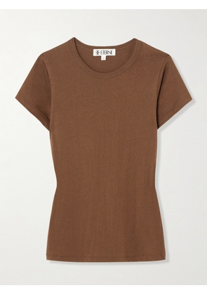 ÉTERNE - Short Sleeve Baby Tee Cropped Cotton And Modal-blend Jersey T-shirt - Brown - x small,small,medium,large,x large
