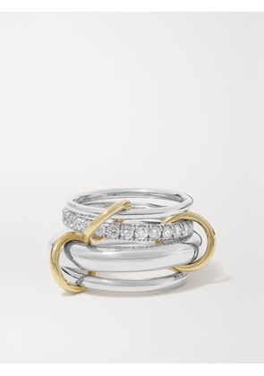 Spinelli Kilcollin - Luna Set Of Four Sterling Silver And 18-karat Gold Diamond Rings - 6,7,8
