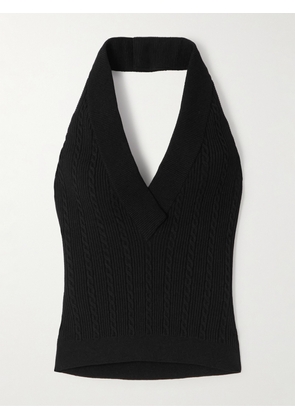 Balmain - Ribbed Cable-knit Halterneck Top - Black - FR 34,FR 36,FR 38,FR 40,FR 42,FR 44,FR 46