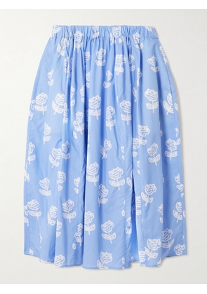 Marni - Pleated Floral-print Cotton-poplin Midi Skirt - Blue - IT36,IT38,IT40,IT42,IT44,IT46,IT48