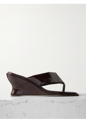 ST. AGNI - Patent-leather Wedge Sandals - Burgundy - IT35,IT36,IT37,IT38,IT39,IT40,IT41,IT42