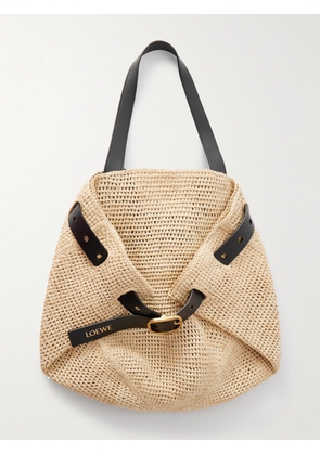 LOEWE - Punch Hole Medium Leather-trimmed Raffia Tote - Neutrals - One size