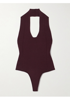 KHAITE - Toto Stretch-knit Halterneck Bodysuit - Burgundy - x small,small,medium,large