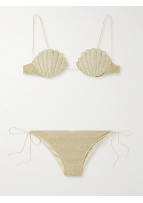 Oséree - Lumière Shell Metallic Bikini - Gold - small,medium,large,x large
