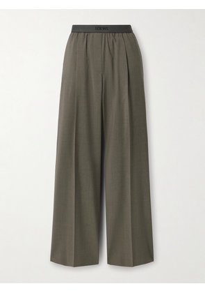 LOEWE - Pleated Wool Straight-leg Pants - Green - x small,small,medium,large,x large