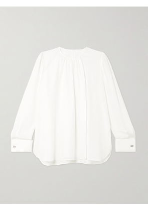 Max Mara - Carol Gathered Silk Blouse - White - UK 4,UK 6,UK 8,UK 10,UK 12,UK 14,UK 16,UK 18