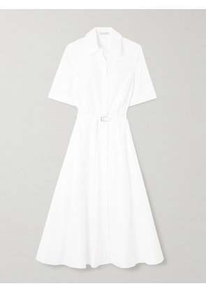 Emilia Wickstead - Rubie Belted Pintucked Cotton-poplin Midi Shirt Dress - White - UK 4,UK 6,UK 8,UK 10,UK 12,UK 14,UK 16,UK 18