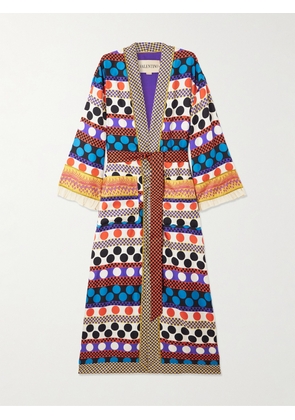 Valentino Garavani - Belted Ruffled Printed Silk-twill Robe - Multi - IT36,IT38,IT40,IT42,IT44