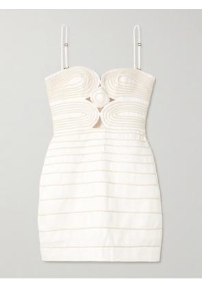 Andres Otalora - Muy Poetica Strapless Rope-trimmed Cutout Linen Mini Dress - Ivory - US0,US2,US4,US6,US8