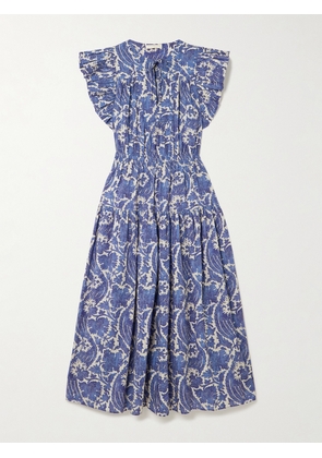Ulla Johnson - Kairi Ruffled Tiered Floral-print Cotton-blend Midi Dress - Blue - US00,US0,US2,US4,US6,US8,US10,US12,US14