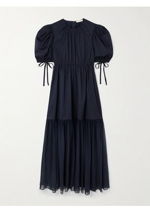 Ulla Johnson - Collage Gathered Cotton-poplin And Silk-georgette Midi Dress - Blue - US0,US2,US4,US6,US8,US10,US12