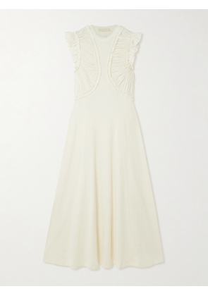 Ulla Johnson - Shiva Ruffled Ruched Organic Cotton Midi Dress - White - x small,small,medium,large,x large