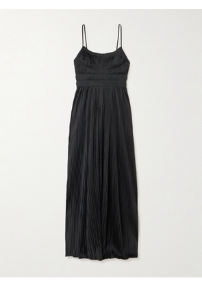 Ulla Johnson - Reine Plissé-satin Gown - Black - US0,US2,US4,US6,US8,US10,US12