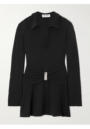 The Attico - Embellished Gathered Crepe Mini Dress - Black - IT36,IT38,IT40,IT42,IT44,IT46