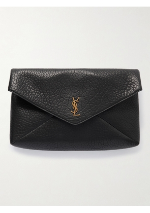 SAINT LAURENT - Cassandre Large Textured-leather Clutch - Black - One size