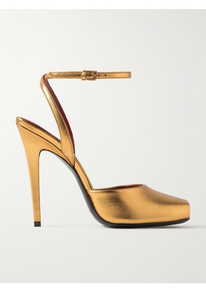 SAINT LAURENT - La Scandale Metallic Leather Sandals - Gold - EU 37,EU 38,EU 39,EU 40