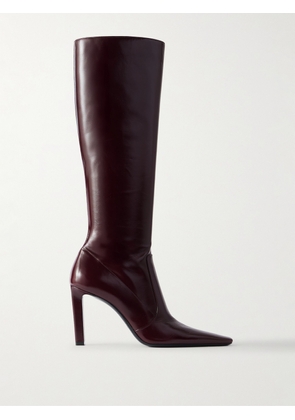 SAINT LAURENT - Francoise Glossed-leather Knee Boots - Burgundy - EU 37,EU 38,EU 38.5,EU 39,EU 40