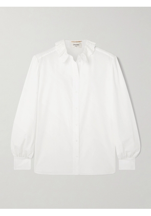 SAINT LAURENT - Lace-trimmed Cotton-poplin Shirt - White - FR 34,FR 36,FR 38,FR 40