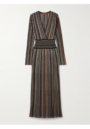 Missoni - Wrap-effect Sequin-embellished Striped Jersey Maxi Dress - Black - IT36,IT38,IT40,IT42,IT44,IT46,IT48