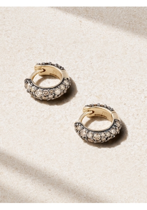 Lucy Delius - Chubby Rhodium-plated 14-karat Gold And Diamond Hoop Earrings - Black - One size