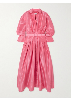 Rebecca Vallance - Maple Belted Gathered Dupioni Midi Shirt Dress - Pink - UK 4,UK 6,UK 8,UK 10,UK 12,UK 14,UK 16