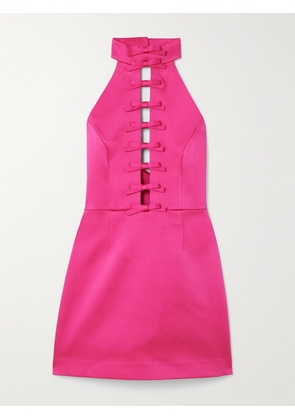 Rebecca Vallance - Saskia Bow-embellished Cutout Satin Mini Dress - Pink - UK 4,UK 6,UK 8,UK 10,UK 12,UK 14