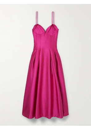 Rebecca Vallance - Saskia Pleated Bonded-satin Midi Dress - Pink - UK 4,UK 6,UK 8,UK 10,UK 12,UK 14