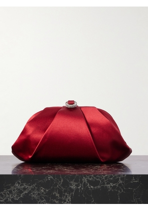 Judith Leiber Couture - Gemma Crystal-embellished Pleated Satin Clutch - Red - One size