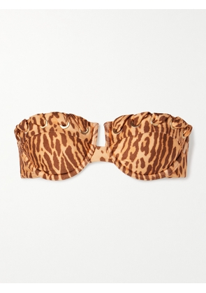 Zimmermann - Cascadian Strapless Whipstitched Leopard-print Underwired Bikini Top - Animal print - 2 C/D,1 A/B,1 C/D,0 A/B,4 C/D,2 A/B,3 C/D