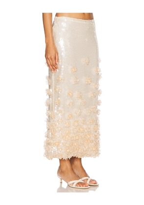 PatBO Sequin Midi Skirt in Cream. Size 8. Also in 4, 6.