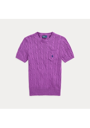Cable-Knit Cotton Short-Sleeve Jumper