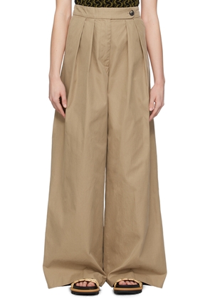 Dries Van Noten Beige Pleated Trousers