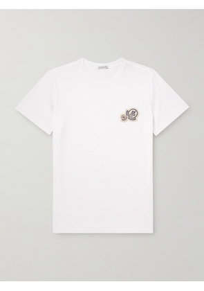 Moncler - Logo-Appliquéd Cotton-Jersey T-Shirt - Men - White - S