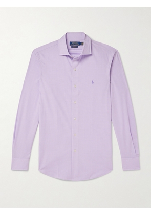 Polo Ralph Lauren - Logo-Embroidered Checked Cotton-Blend Poplin Shirt - Men - Purple - XS