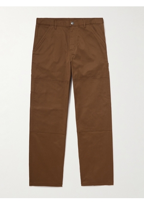 Moncler - Straight-Leg Panelled Cotton-Blend Gabardine Trousers - Men - Brown - IT 46