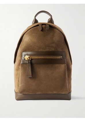 TOM FORD - Buckley Leather-Trimmed Suede Backpack - Men - Brown