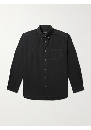 A.P.C. - Mateo Button-Down Collar Logo-Embroidered Organic Cotton Shirt - Men - Black - XS