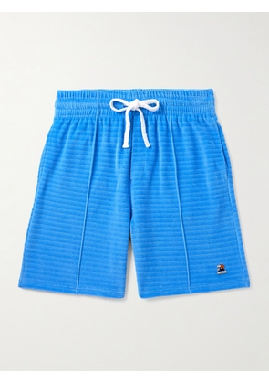 Casablanca - Straight-Leg Logo-Appliquéd Cotton-Blend Velour Shorts - Men - Blue - S