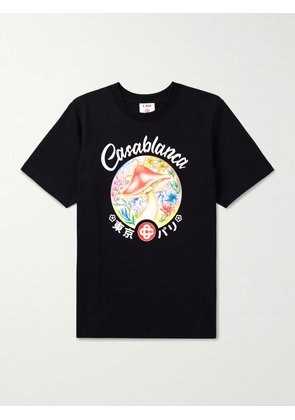 Casablanca - Mushroom Emblem Printed Cotton-Jersey T-Shirt - Men - Black - XS