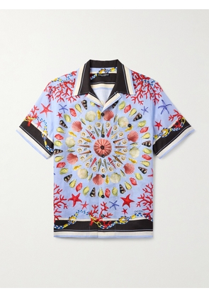 Dolce&Gabbana - Camp-Collar Printed Linen Shirt - Men - Blue - EU 37