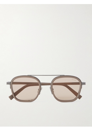 Zegna - Aviator-Style Acetate and Silver-Tone Sunglasses - Men - Neutrals
