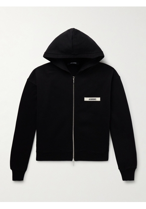 Jacquemus - Logo-Embroidered Cotton-Jersey Zip-Up Hoodie - Men - Black - S
