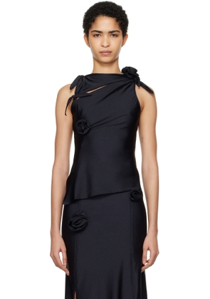 Coperni Black Asymmetric Flower Tank Top