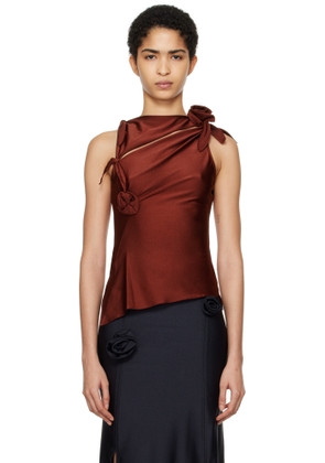Coperni Burgundy Asymmetric Flower Tank Top