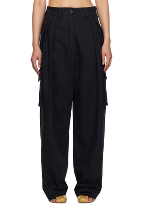 Dries Van Noten Black Gabardine Cargo Pants